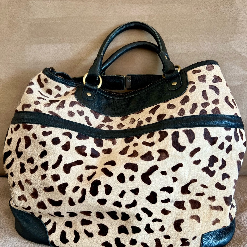 Pony Hair Leopard Print Leather Bag
